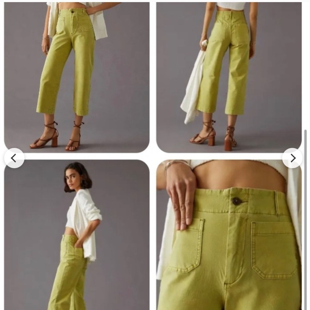 Anthropologie by PILCRO The Skipper high rise cropped pants in Moss - Picture 7 of 9